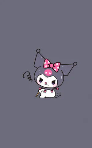 Cute Kuromi Grey Background Wallpaper