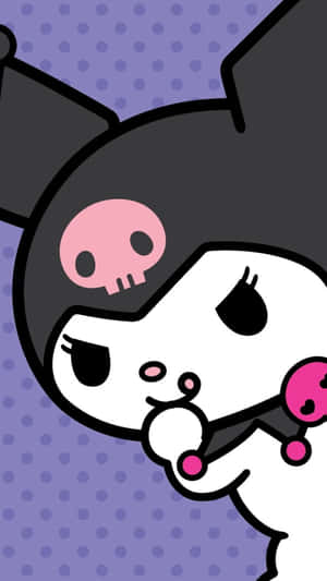 Cute Kuromi Kawaii On A Pink Background Wallpaper