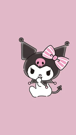 Cute Kuromi Pink Background Wallpaper
