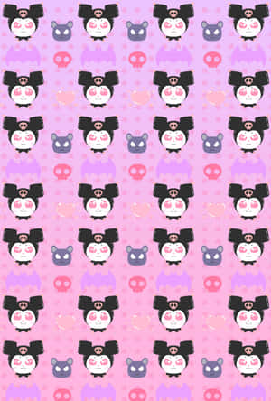 Cute Kuromi Pink Pattern Wallpaper