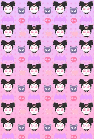 Cute Kuromi Pink Pattern Wallpaper