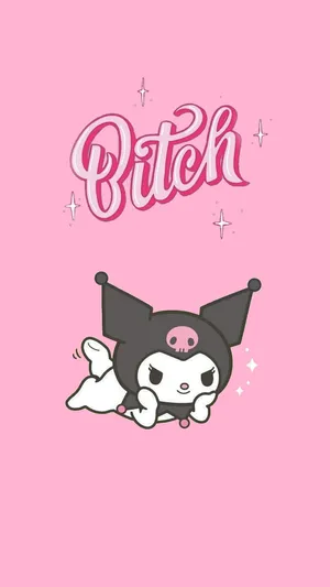 Cute Kuromi Pink Sparkling Wallpaper