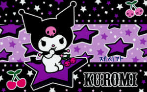 Cute Kuromi Purple Stars Wallpaper