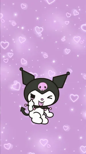 Cute Kuromi Silly Face Violet Wallpaper