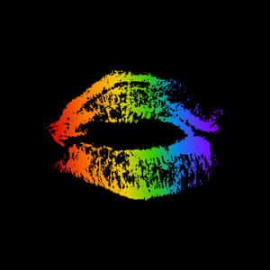 Cute Lgbt Rainbow Lipstick Kiss Mark Wallpaper