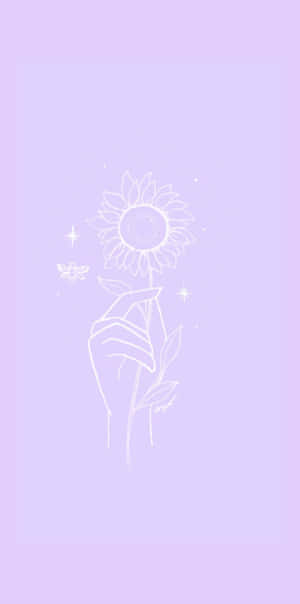 Cute Light Purple Hand With Flower Drawing Wallpaper