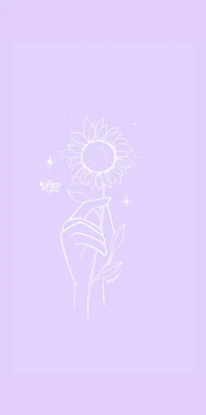 Cute Light Purple Hand With Flower Drawing Wallpaper