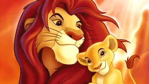 Cute Lion King Simba With Father Mufasa Wallpaper