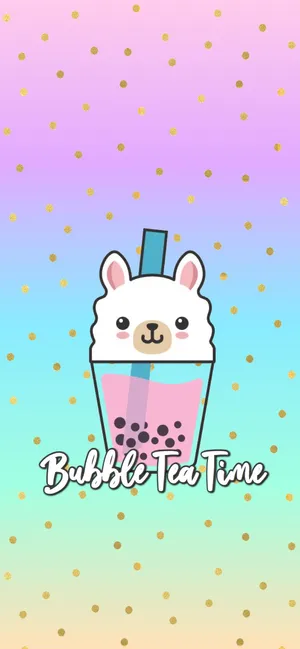 Cute Llama Boba Tea Illustration Wallpaper