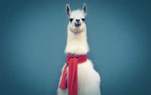 Cute Llama With Red Scarf Wallpaper