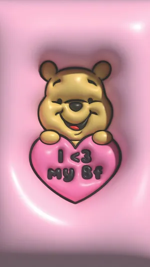 Cute Love Bear Heart Wallpaper