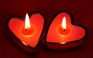 Cute Love Heart Candles Wallpaper