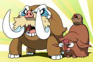 Cute Mamoswine, Piloswine, And Swinub Shouting Desktop Wallpaper