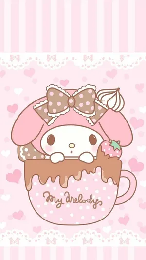 Cute My Melody In A Coffee Mug Wallpaper