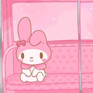 Cute My Melody On A Pink Sofa Wallpaper
