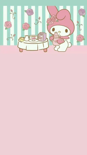 Cute My Melody Preparing Tea Wallpaper
