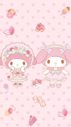 Cute My Melody Wearing Pink Dress Wallpaper