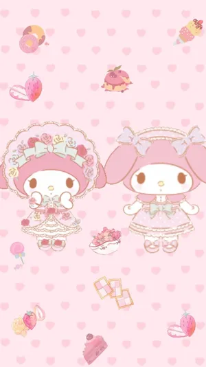 Cute My Melody Wearing Pink Dress Wallpaper