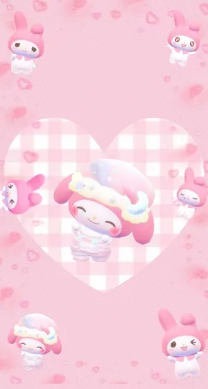 Cute My Melody With Checkered Heart Wallpaper