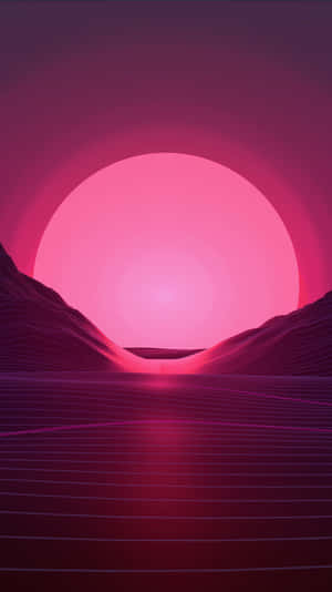 Cute Neon Pink Valley Sunset Wallpaper