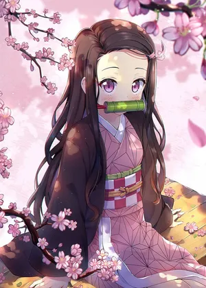 Cute Nezuko Kamado Sakura Aesthetic Wallpaper