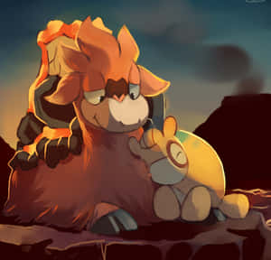 Cute Numel With Camerupt Hd Wallpaper