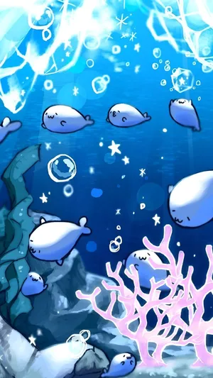 Cute Ocean Baby Seals Wallpaper
