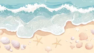 Cute Ocean Beach Scene Wallpaper