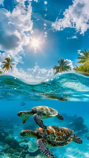 Cute Ocean Turtles Wallpaper