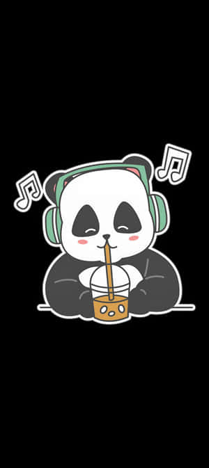 Cute Panda Listening Music Wallpaper