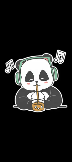 Cute Panda Listening Music Wallpaper
