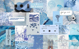 Cute Pastel Blue Aesthetic Pretty Collage Wallpaper