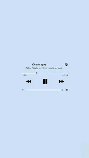 Cute Pastel Blue Aesthetic Song Playing Billie Eilish Wallpaper