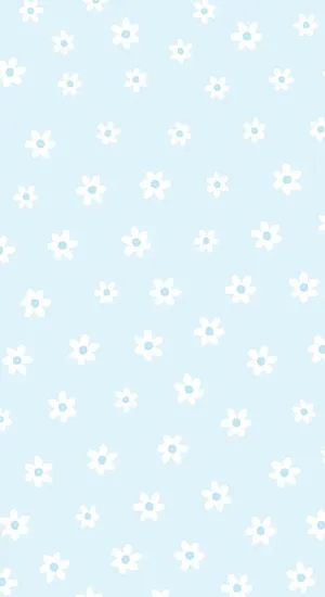 Cute Pastel Blue Aesthetic White Flowers Wallpaper