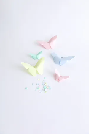 Cute Pastel Colors Origami Butterflies Wallpaper