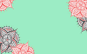 Cute Pastel Green Flowery Tribal Drawings Wallpaper