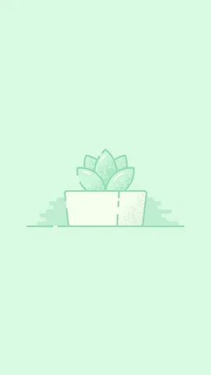 Cute Pastel Green Succulent Plant Wallpaper