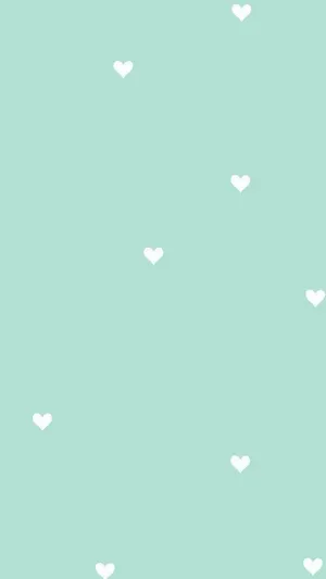 Cute Pastel Green White Heart Pattern Wallpaper