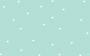 Cute Pastel Green White Hearts Pattern. Wallpaper