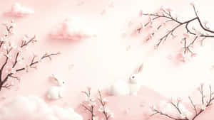 Cute Pastel Spring Bunnies Wallpaper