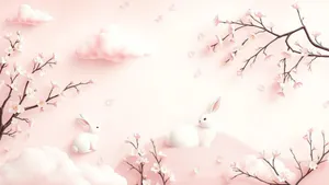 Cute Pastel Spring Bunnies Wallpaper