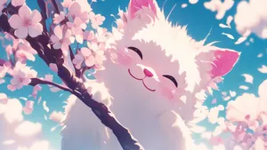 Cute Pastel Spring Cat Wallpaper