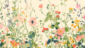 Cute Pastel Spring Flowers Wallpaper