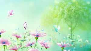 Cute Pastel Spring Flowers Wallpaper