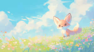 Cute Pastel Spring Fox Wallpaper