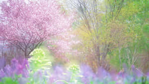 Cute Pastel Spring Garden Wallpaper