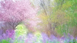 Cute Pastel Spring Garden Wallpaper