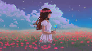 Cute Pastel Spring Girl Wallpaper