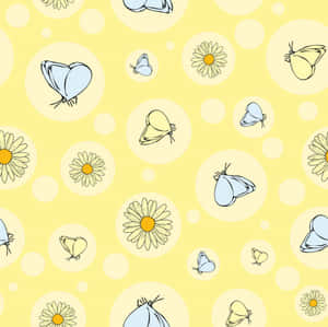 Cute Pastel Yellow Butterfly Pattern Wallpaper