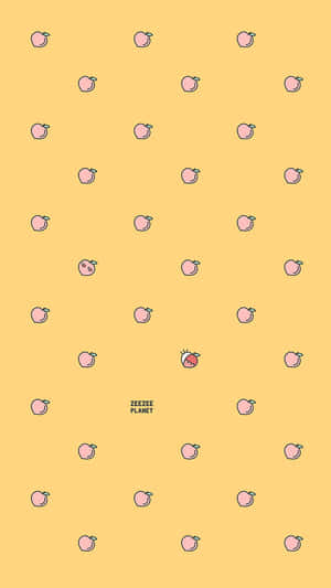 Cute Pastel Yellow Peach Fruit Pattern Wallpaper